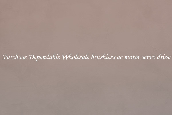 Purchase Dependable Wholesale brushless ac motor servo drive