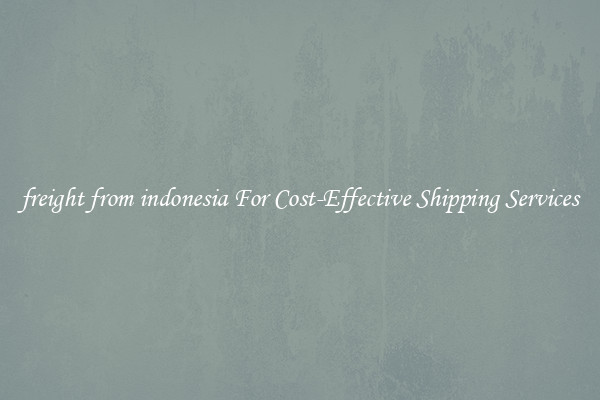 freight from indonesia For Cost-Effective Shipping Services