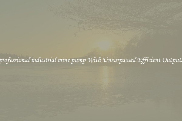 professional industrial mine pump With Unsurpassed Efficient Outputs