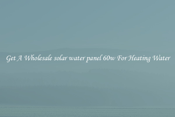 Get A Wholesale solar water panel 60w For Heating Water